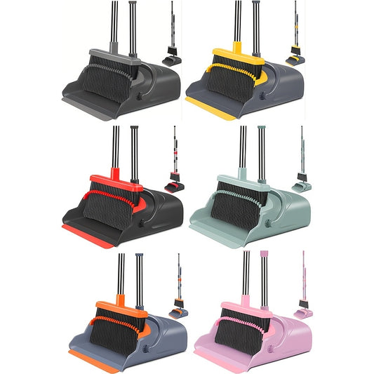 WEIYOOBY Local Broom And Dustpan Set, Outdoor Broom Dustpan Combination Set, Household And Commercial Cleaning Supplies Long Handled Corner Broom, Very Suitable For Courtyard, Garage, Living Room Floor - (six Colors To Choose From)
