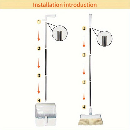1set, Broom Dustpan Set Combination, Thickened Rotatable Foldable Stainless Steel Rod Strong ,And Durable Soft Hair Sweeping Broom Plastic, Cleaning Supplies for Indoor,broom and dustpan set,local warehouse ,household items