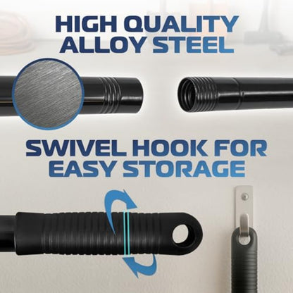 18" Heavy Duty Industrial Push Broom with 59.4" Extendable Steel Handle & 6-Row Stiff Orange Bristles - Durable Plastic Head for Concrete, Wood, Stone, Tile Floors - Indoor/Outdoor Commercial