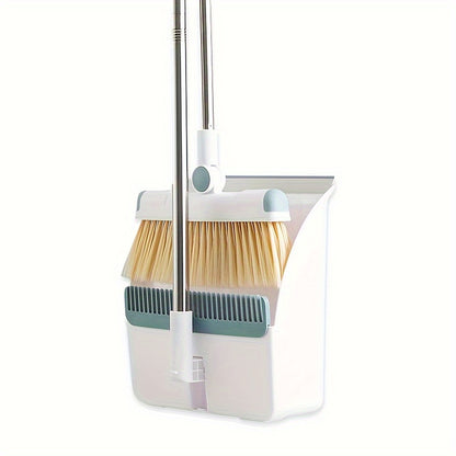 1set, Broom Dustpan Set Combination, Thickened Rotatable Foldable Stainless Steel Rod Strong ,And Durable Soft Hair Sweeping Broom Plastic, Cleaning Supplies for Indoor,broom and dustpan set,local warehouse ,household items