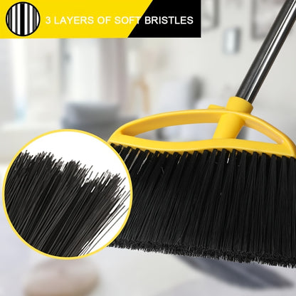 2pcs Soft Bristle Brooms for Hard Floors - Ideal for Bedroom, Bathroom, Kitchen & Living Room Cleaning, Yellow