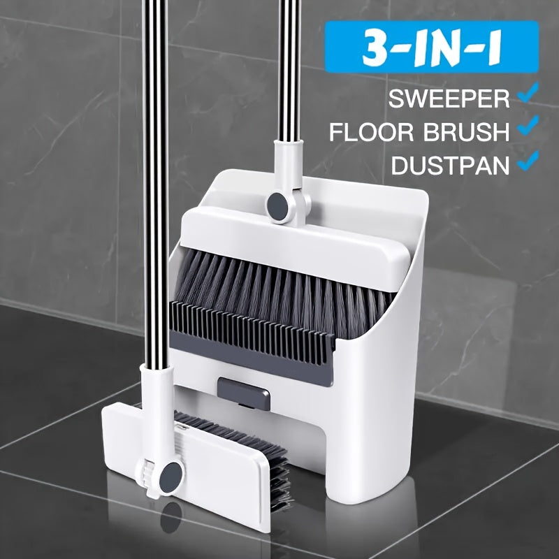 3 in 1 Broom Mop 3 in 1 Foldable Broom Mop Dustpan Combination Set | Household Cleaning Tool Set, Efficient Cleaning, Flexible Design, Quick Dust Removal, Good Helper for Home And Office Cleaning 2025