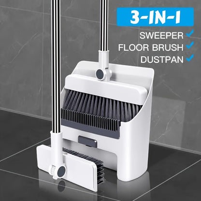 3 in 1 Broom Mop 3 in 1 Foldable Broom Mop Dustpan Combination Set | Household Cleaning Tool Set, Efficient Cleaning, Flexible Design, Quick Dust Removal, Good Helper for Home And Office Cleaning 2025